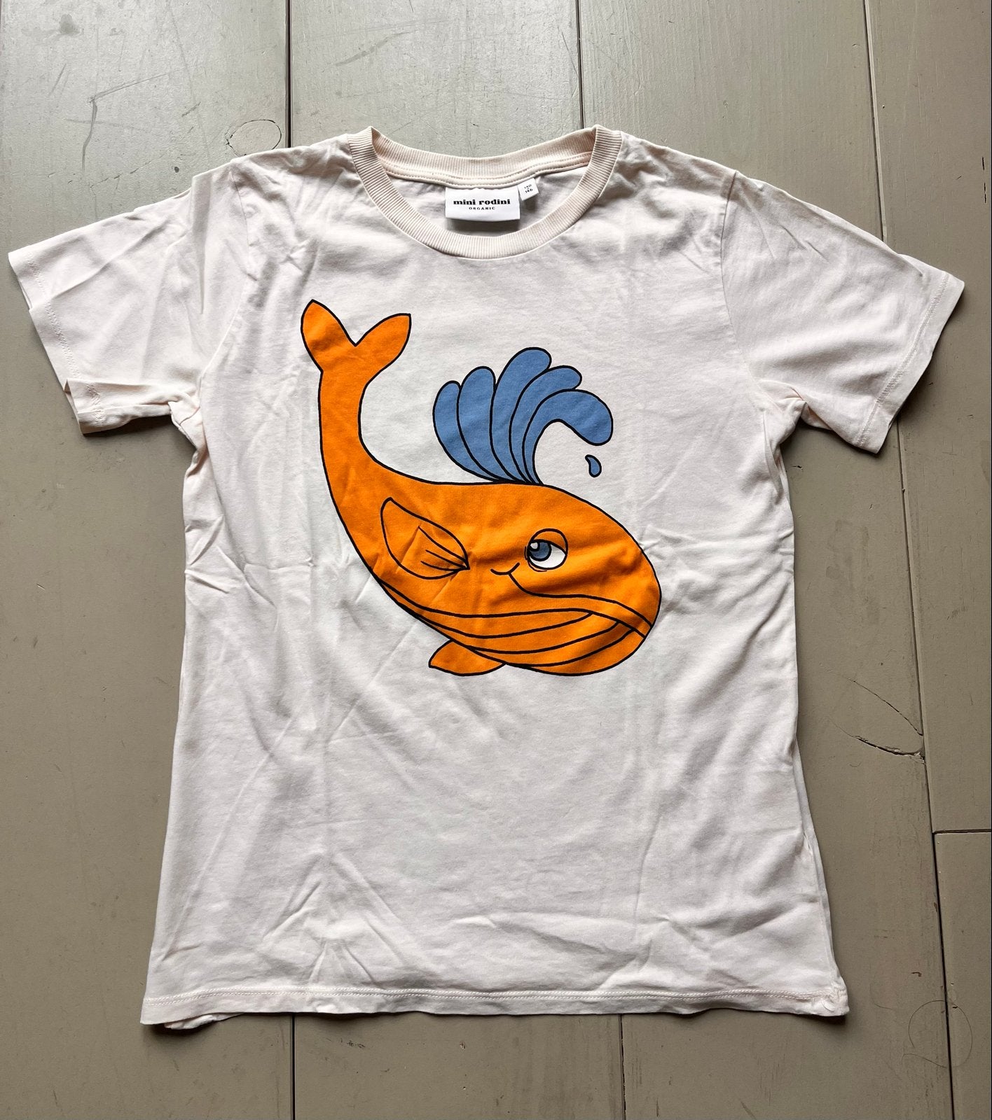 Mini Rodini T-shirt met walvisprint - Maat 140-146, Ophalen of Verzenden, Nieuw, Jongen of Meisje, Shirt of Longsleeve