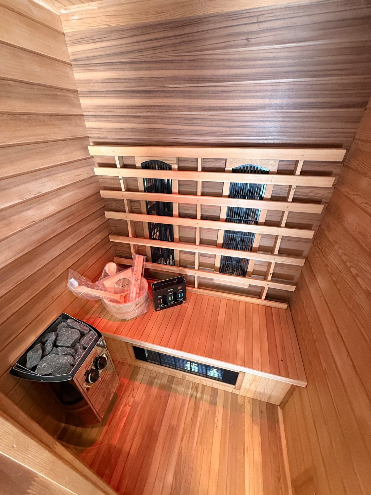 Combi Sauna - Infrarood + Fins - 230V | GRATIS BEZORGD!, Sport en Fitness, Ophalen of Verzenden, Zo goed als nieuw, Fins of Traditioneel