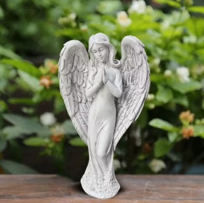 Prachtig tuinbeeldje Engel gevouwen handen wit (18cm), Ophalen of Verzenden, Nieuw, Kunststof