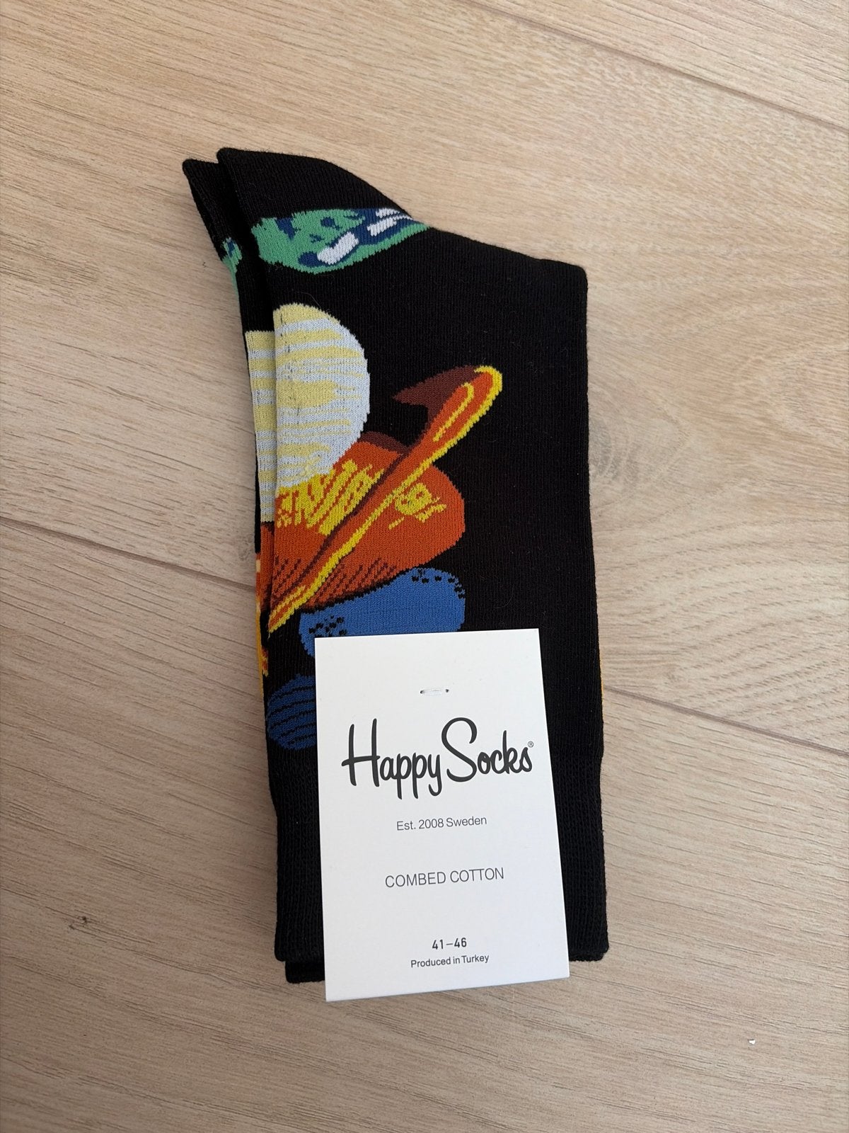Happy Socks - Zwarte sokken met planetenprint, Ophalen of Verzenden, Nieuw, Maat 43 t/m 46, Zwart