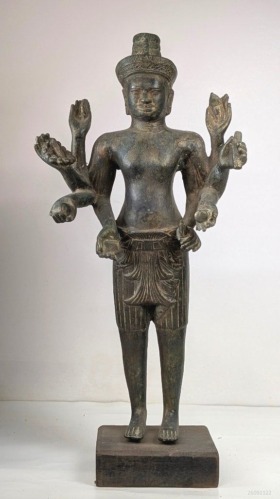 Antiek style Aziatisch Khmer-beeld van de god Vishnu, Ophalen, Beeld, Brons