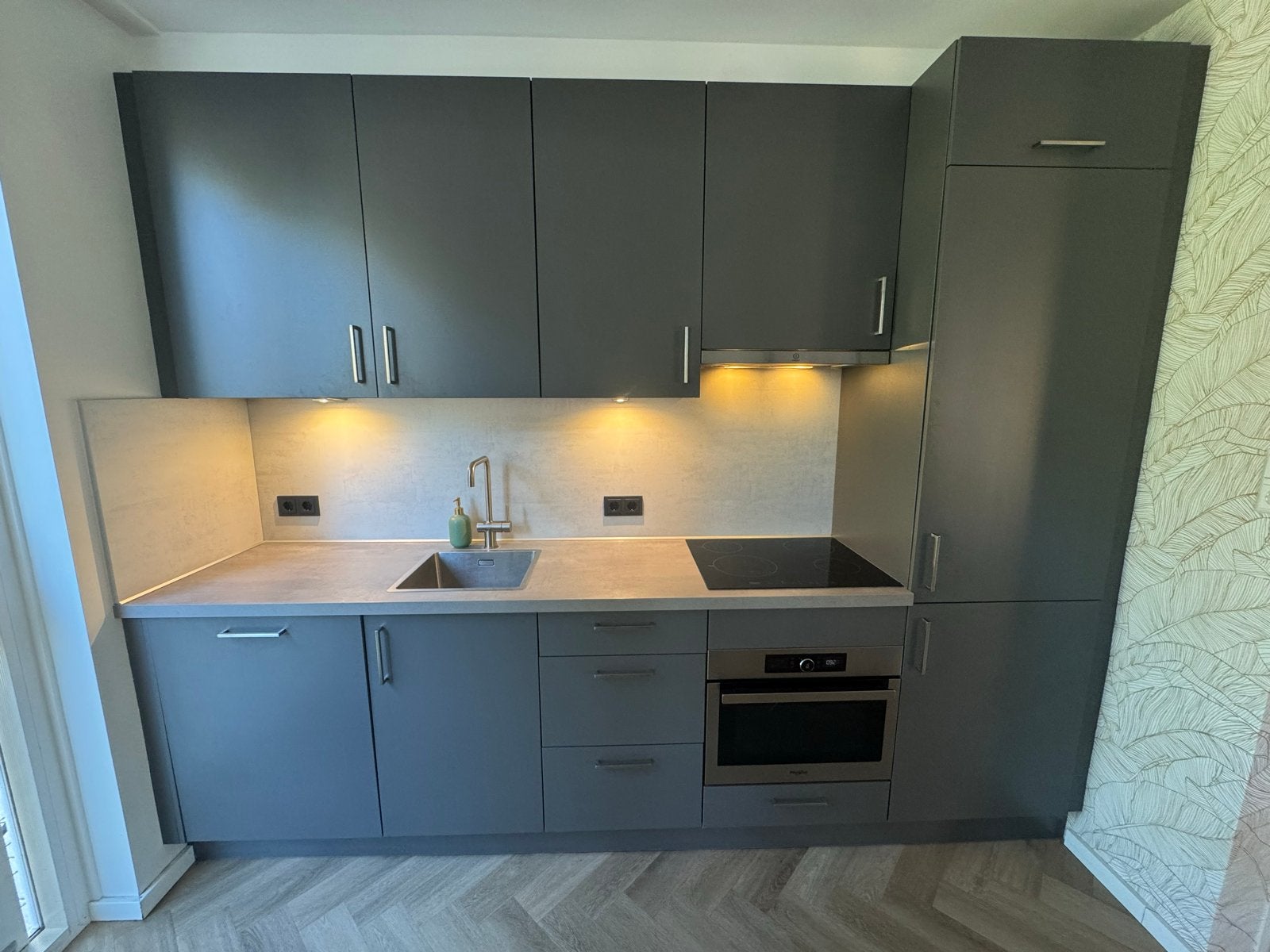 Keuken met inbouwapparatuur - 294 cm, Ophalen, Gebruikt, Hoekkeuken, Kunststof