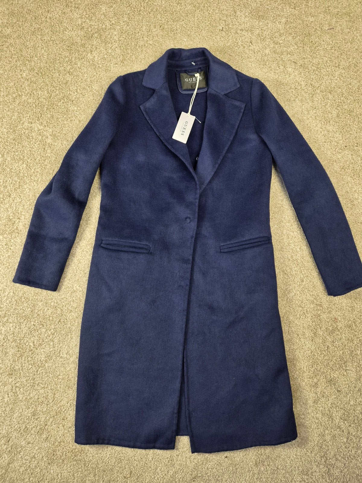 Guess Dames wol coat Jas - Nieuw met labels - Maat L, Guess, Blauw, Maat 42/44 (L), Nieuw