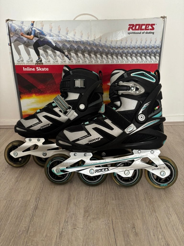 Roces Inline Skates Black-Aqua - maat 41 - zo goed als nieuw, Sport en Fitness, Skeelers, Ophalen, Roces, Zo goed als nieuw, Inline skates 4 wielen