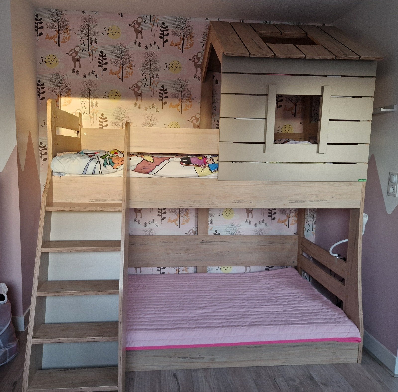 Stapelbed met huisje - perfect voor avontuurlijke kinderen, Ophalen, 90 cm, Tweepersoons, Zo goed als nieuw