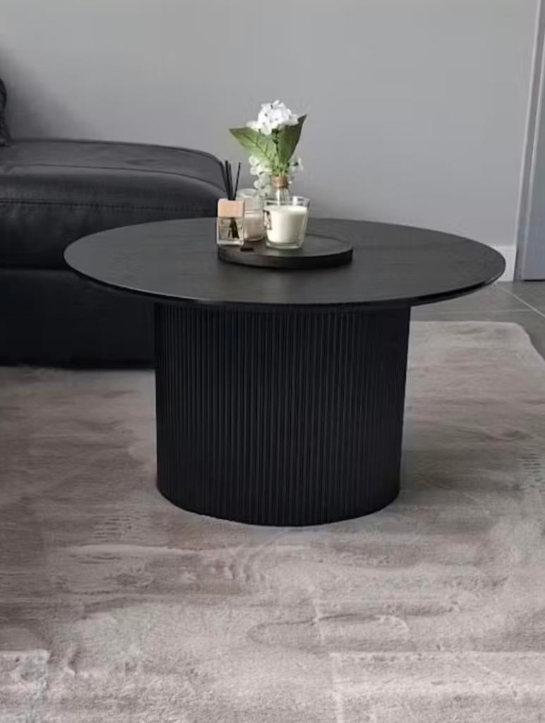 Zwarte ronde salontafel - 80 cm, Overige materialen, Gebruikt, Rond, 50 tot 100 cm