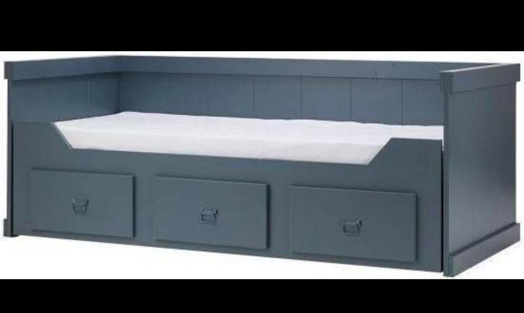Uitschuifbed bedbank Coming Kids Rough donkergrijs, Ophalen, 85 tot 100 cm, Zo goed als nieuw, Lattenbodem