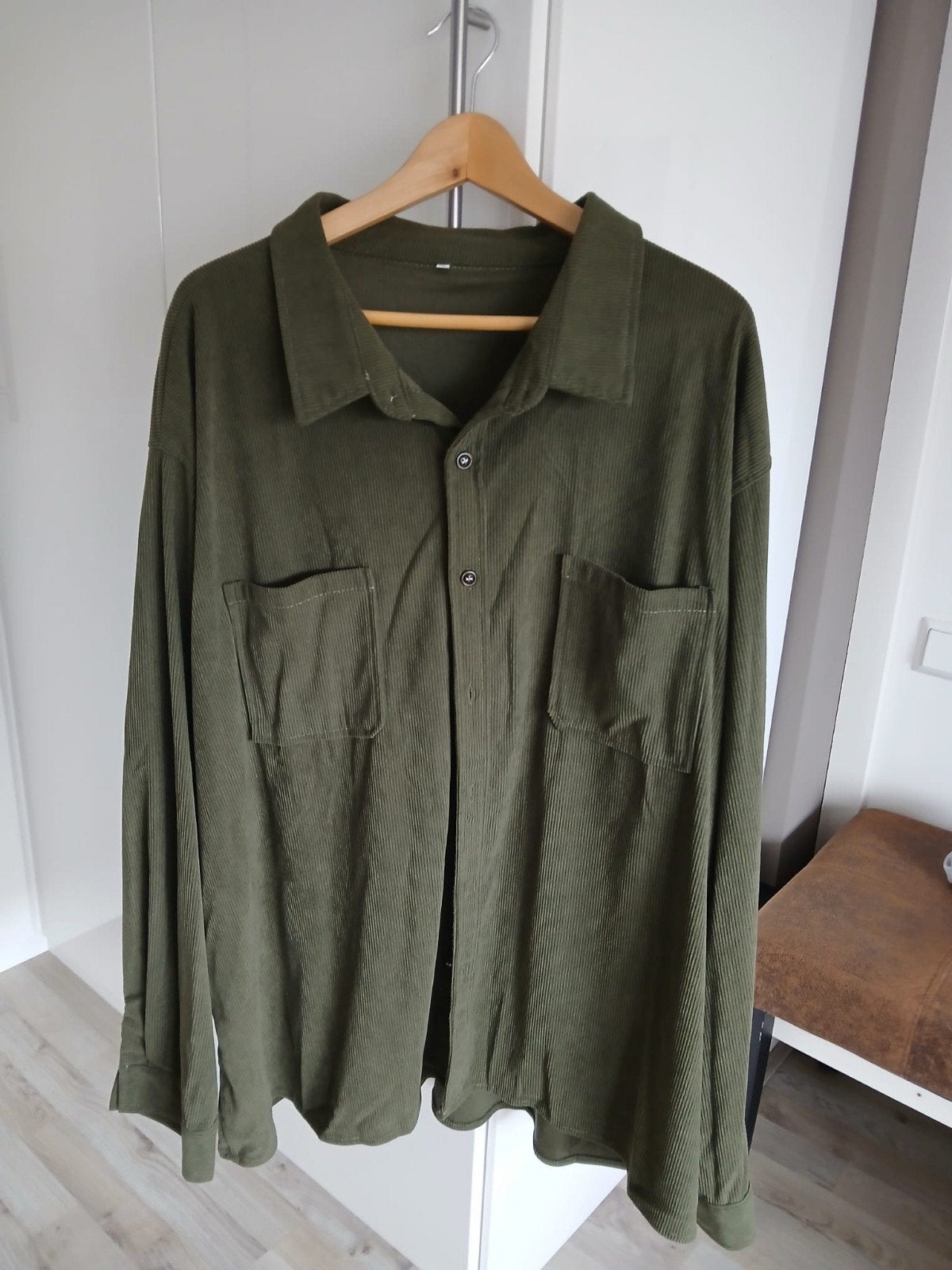 Groen corduroy overhemd - Maat 5XL, Onbekend, Ophalen of Verzenden, Zo goed als nieuw, Overige halswijdtes