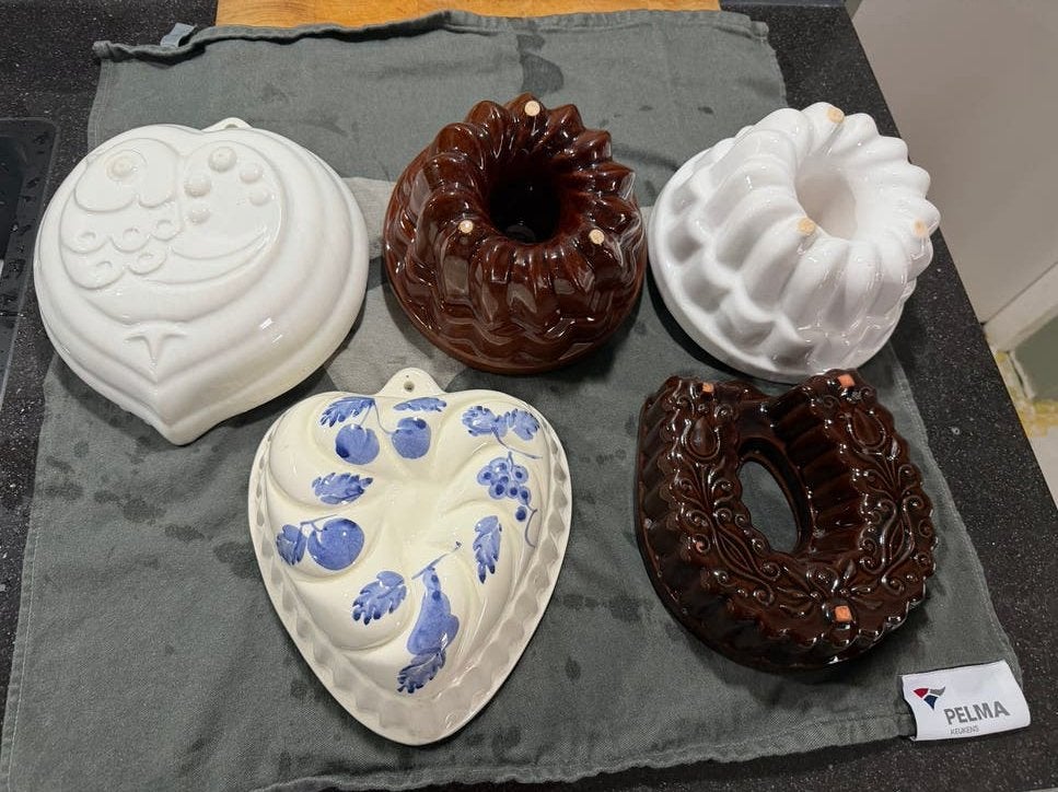 Brocante antieke puddingvormen - Set van 5, Ophalen of Verzenden