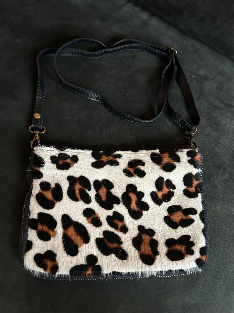 Genuine Leather schoudertas, Sieraden, Tassen en Uiterlijk, Tassen | Damestassen, Ophalen of Verzenden, Zo goed als nieuw, Zwart