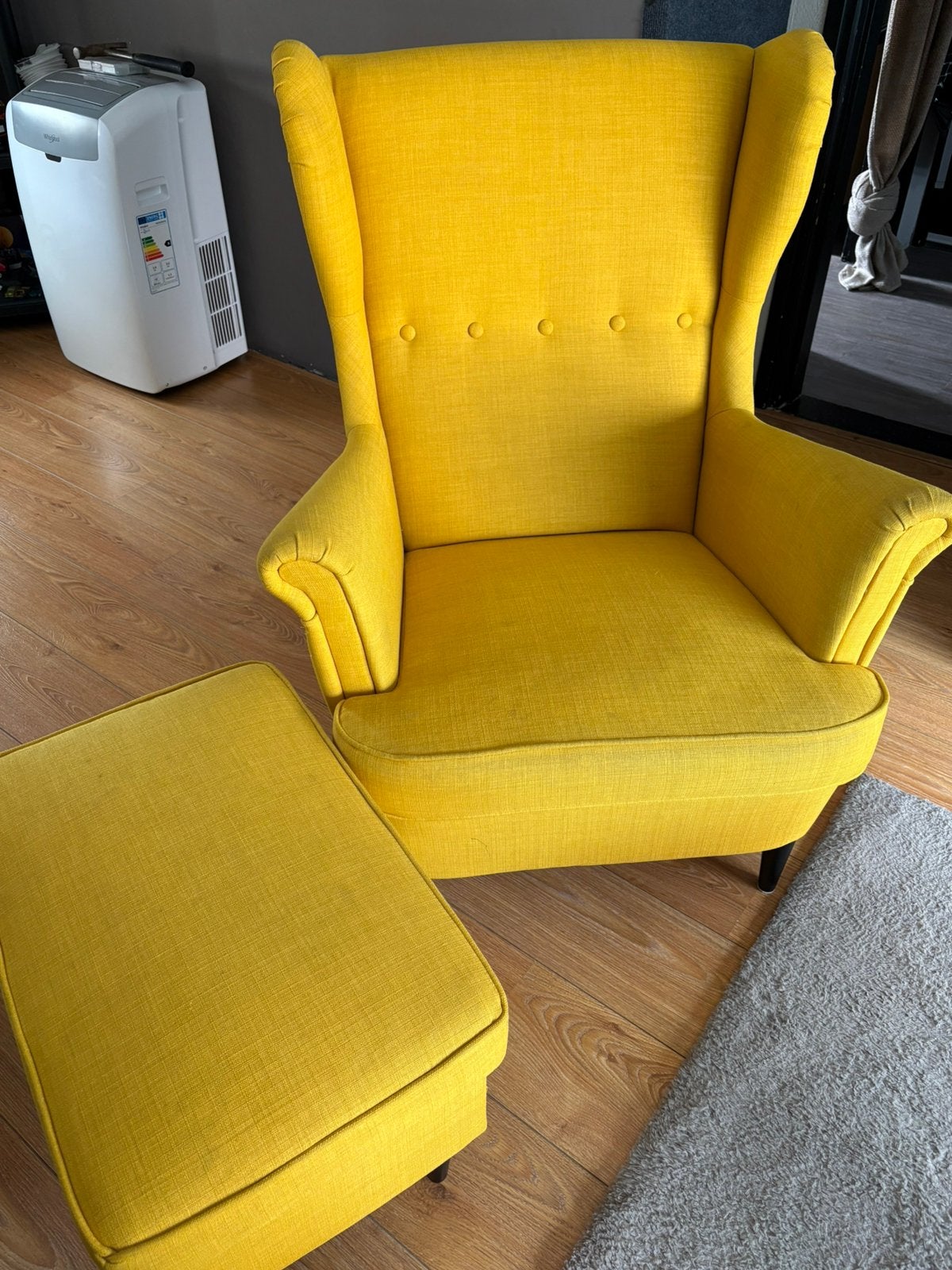 Ikea stoel met voetenbankje, Ophalen, Gebruikt, Stof, 50 tot 75 cm