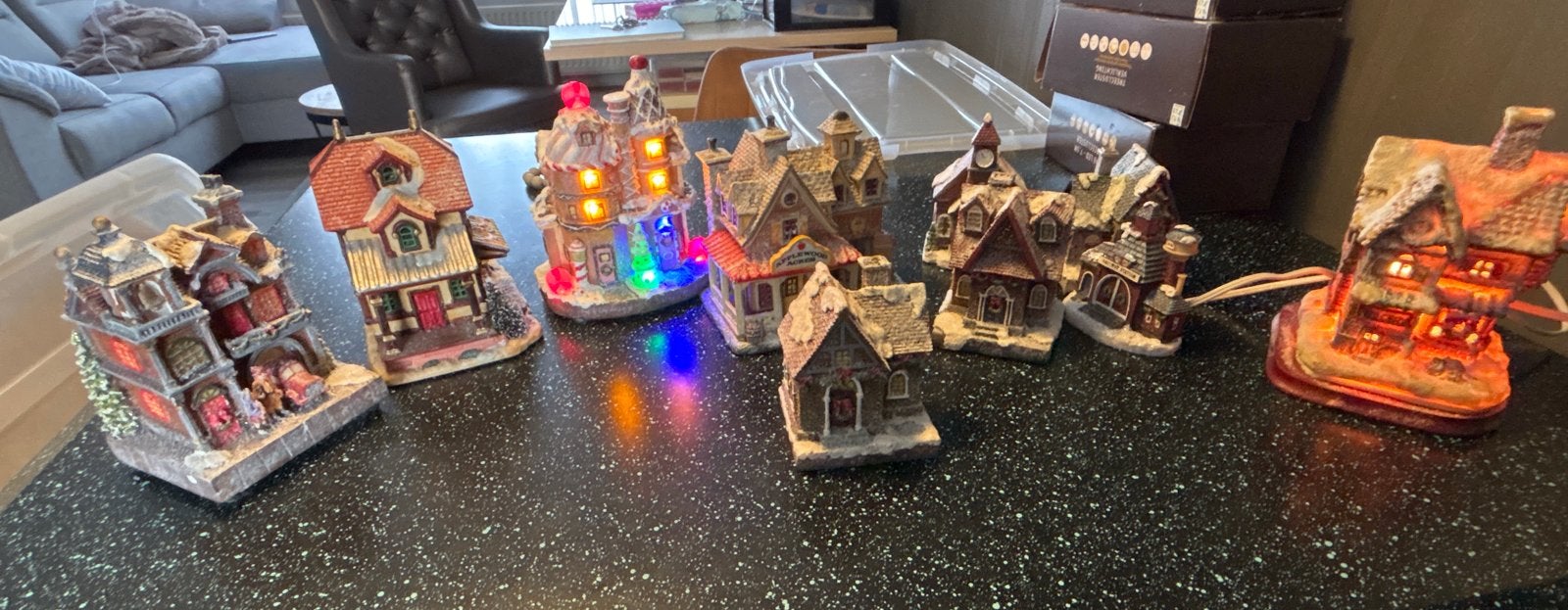 10 Kerst huisjes, Ophalen of Verzenden, Gebruikt