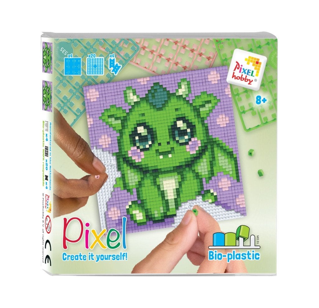 Pixelhobby Create it yourself set 44048 draakje 12 x 12 cm, ., Dieren, Nieuw, Ophalen of Verzenden