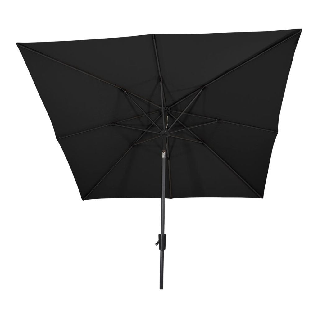 Parasol vierkant met molen zwart, Kantelbaar, Nieuw, Parasolvoet, 2 tot 3 meter