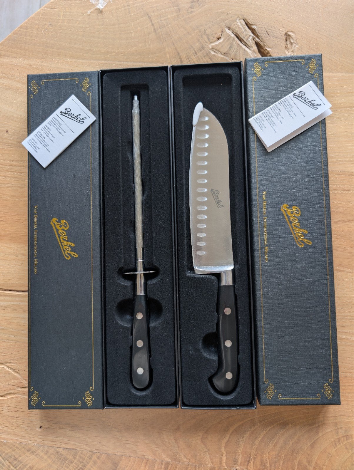 Berkel Santoku Koksmes 18cm + Slijpstaal - Nieuw, Overige typen, Nieuw, Ophalen of Verzenden, Zwart
