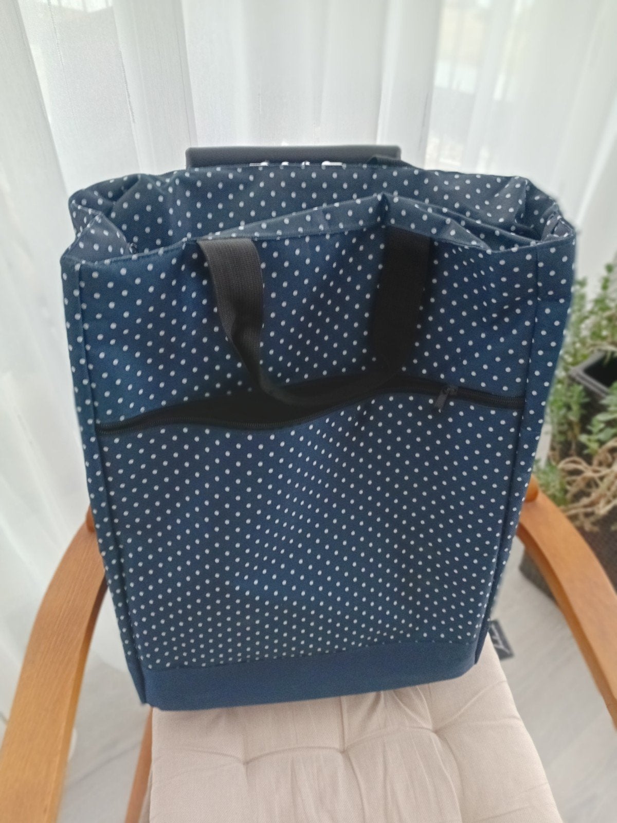 Koeltas op wielen - Blauw met witte stippen, Ophalen, Gebruikt, Zonder inhoud