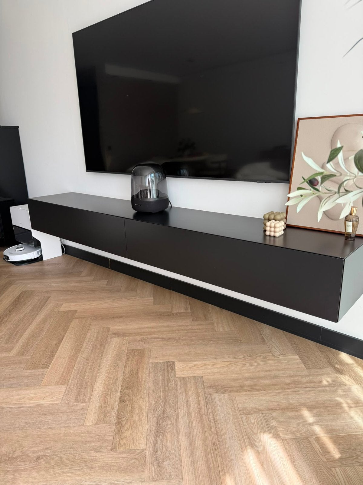 Loef Tv kast zwart zwevend 220 cm, Ophalen, Zo goed als nieuw, 200 cm of meer, Minder dan 100 cm