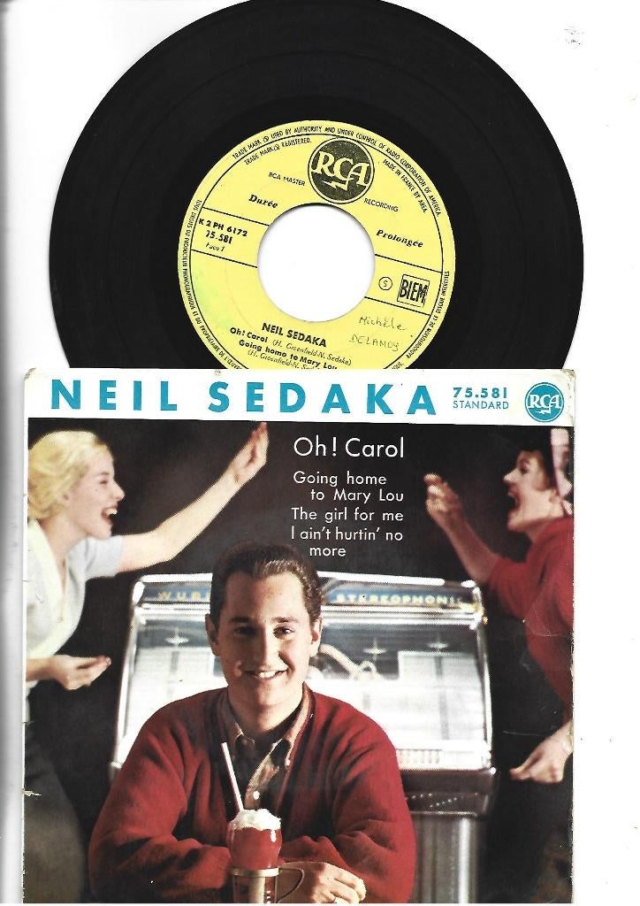 NEIL SEDAKA EP SINGLE 7" OH! CAROL- 1959, Cd's en Dvd's, Vinyl Singles, 7 inch, Ophalen of Verzenden, Zo goed als nieuw, Pop