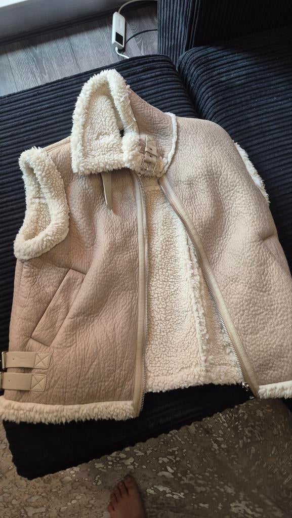 Gilet/bodywarmer beige imitatiebont, Kleding | Dames, Bodywarmers, Ophalen of Verzenden, Zo goed als nieuw, Maat 38/40 (M), Beige