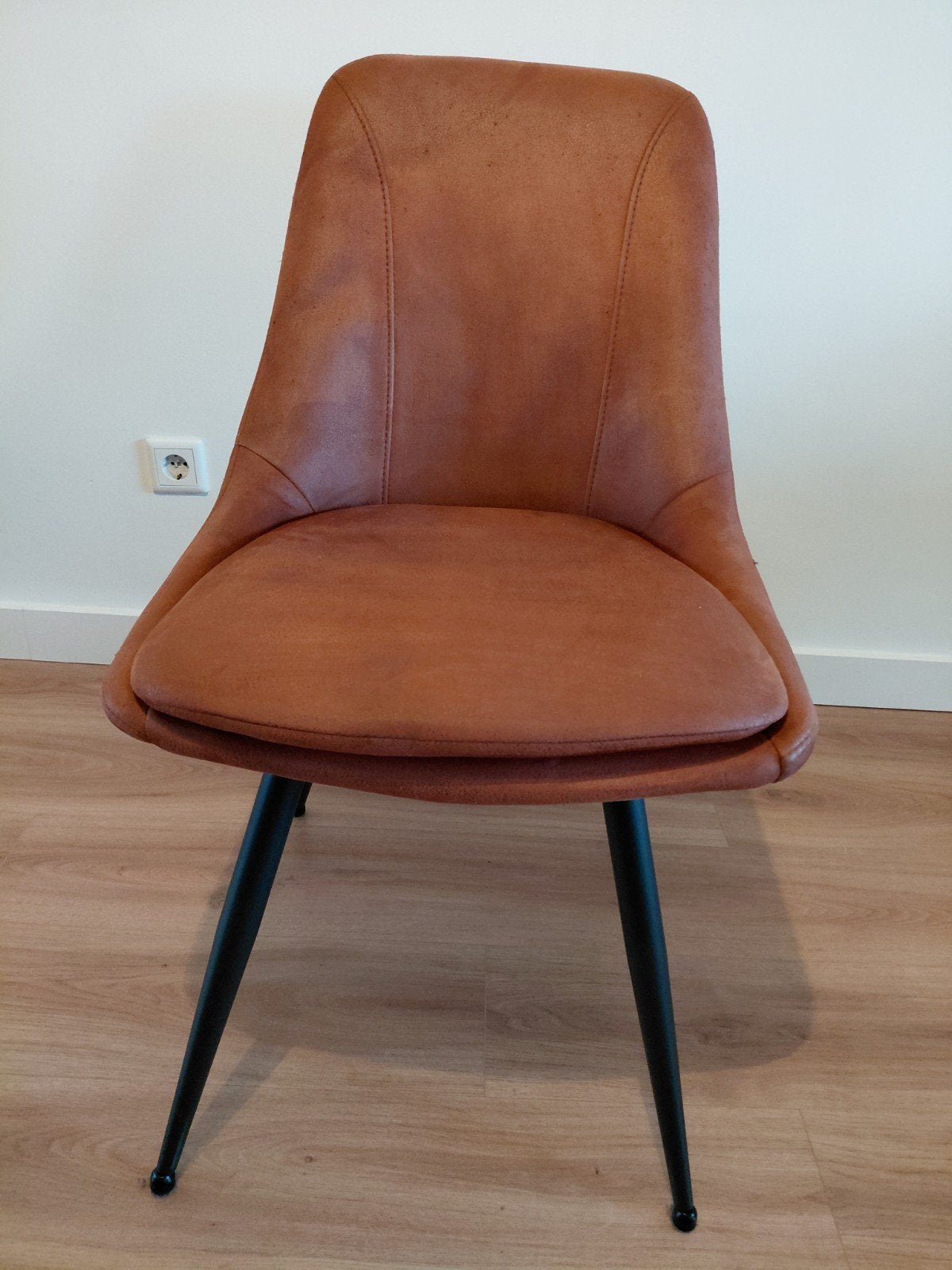 zes eetkamerstoelen, Huis en Inrichting, Ophalen, Metaal, Gebruikt, Bruin