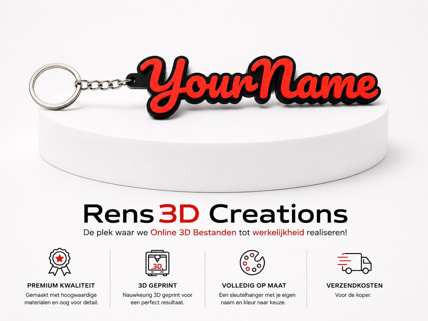 Rens 3D Creations | Gepersonaliseerde 3D Sleutelhanger, Ophalen of Verzenden, Nieuw, Overige typen