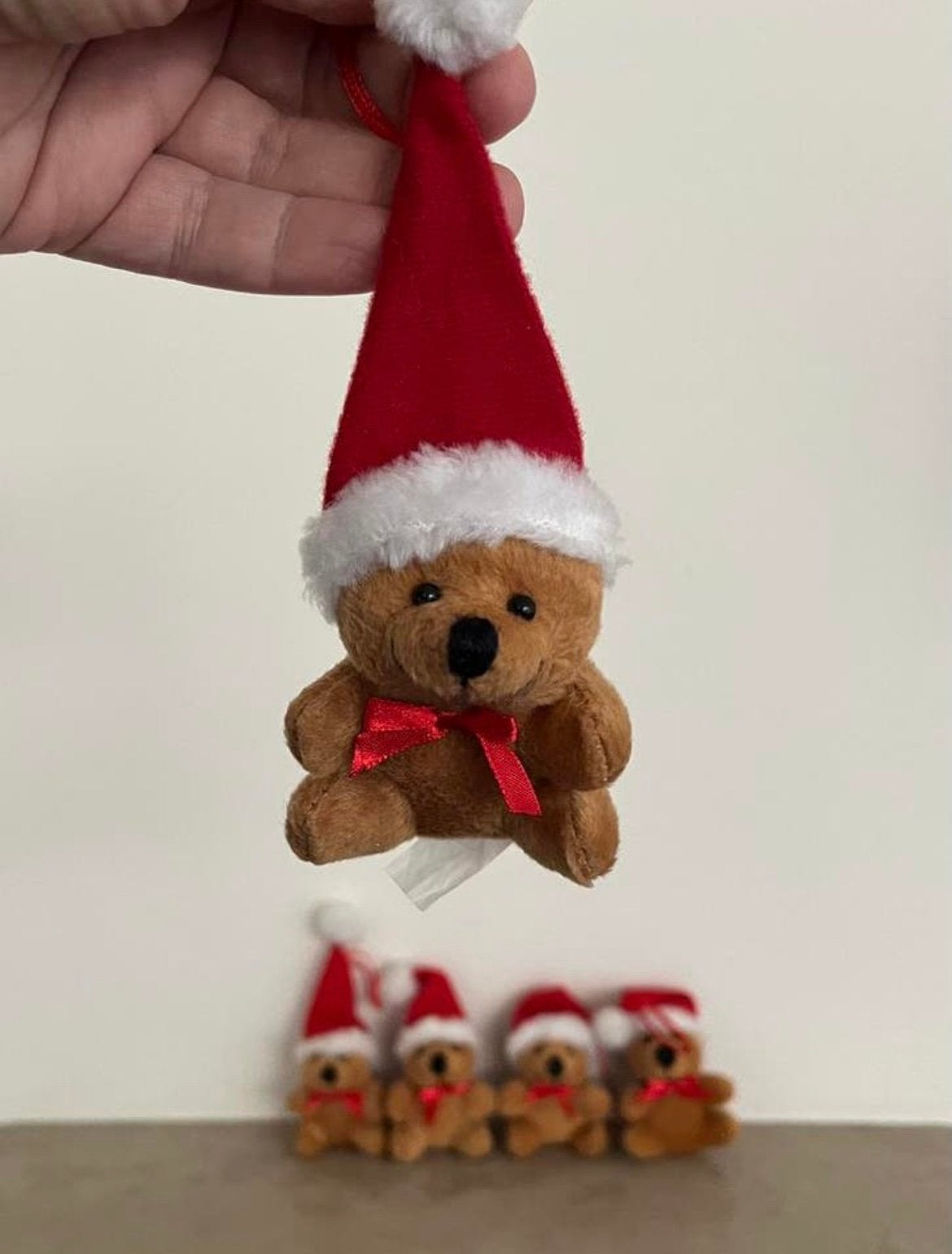 5x kerstbeertje bruin kerstboomversiering pluche klein, Ophalen