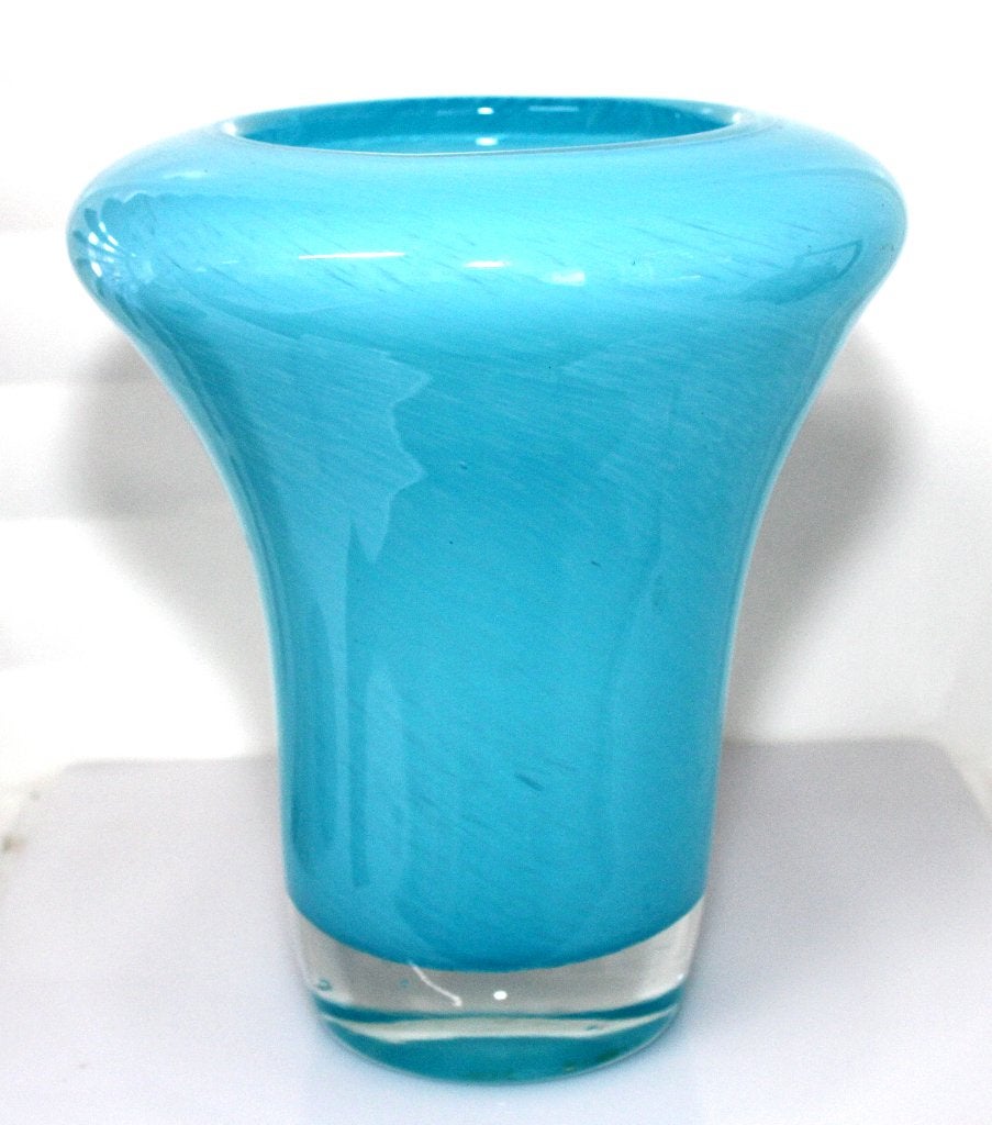 Schitterende Murano Blauw Kristal Space Age Vaas, Blauw, Ophalen of Verzenden, Minder dan 50 cm, Glas