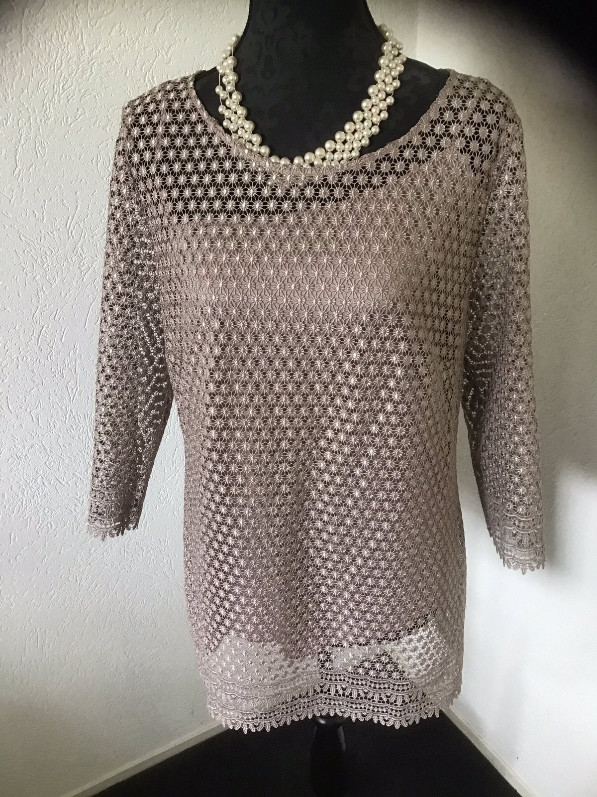 NIEUWE KANTEN TOP VAN VERA MONT MAAT 44, Kleding | Dames, Beige, Maat 42/44 (L), Nieuw, Ophalen of Verzenden