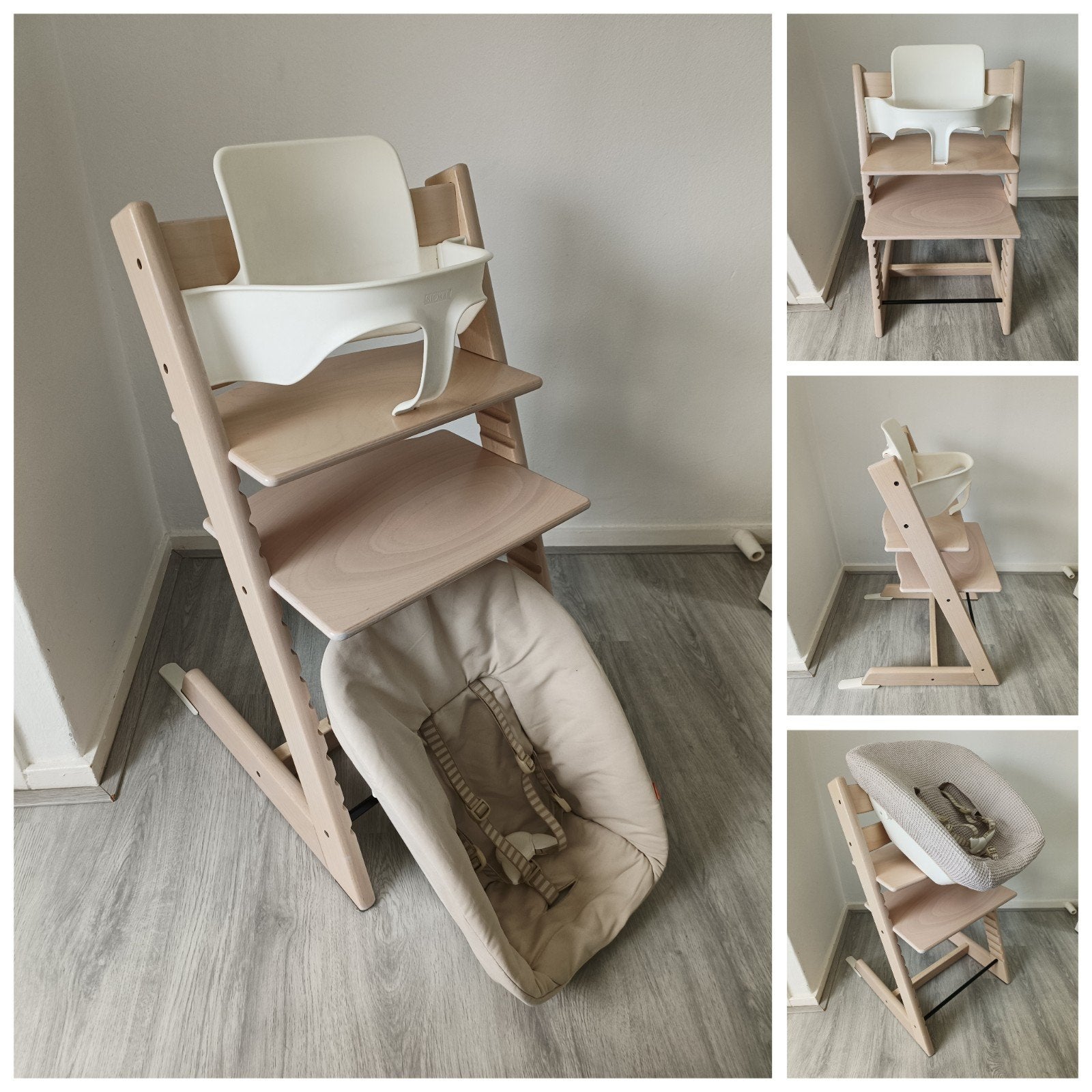 Stokke Tripp Trapp whitewash met babyset, newbornset, hoes, Kinderen en Baby's, Kinderstoelen, Meegroeistoel, Ophalen of Verzenden