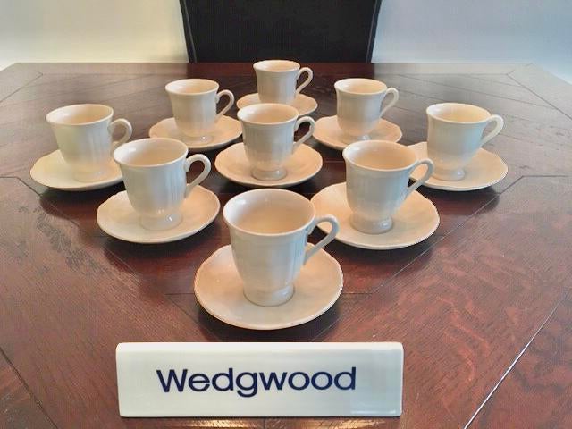Wedgwood Queens Plain koffie kop en schotels, Huis en Inrichting, Ophalen of Verzenden, Zo goed als nieuw, Wedgwood, Kop(pen) en/of Schotel(s)