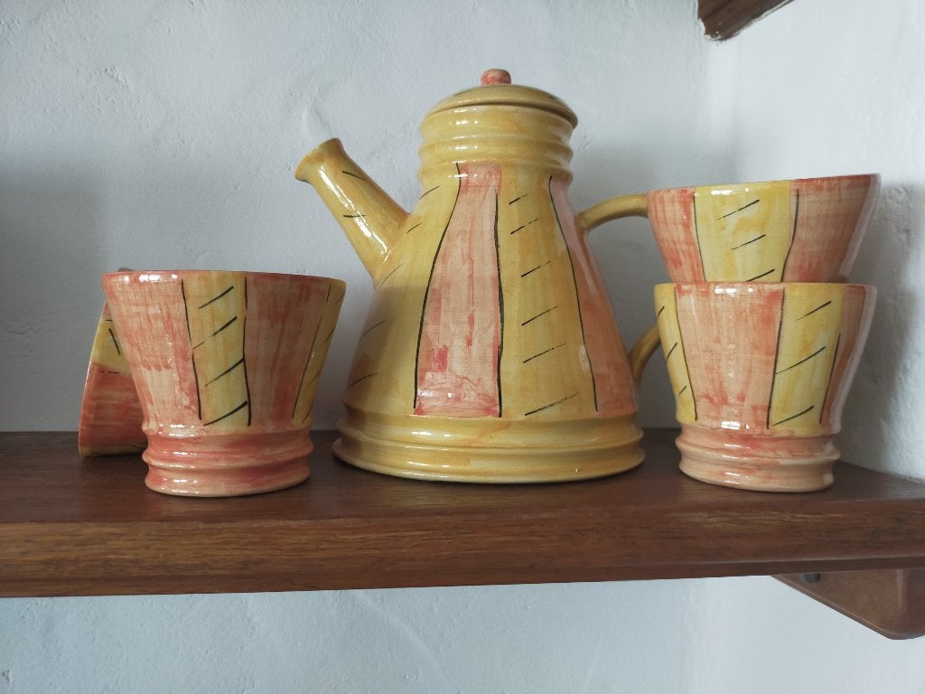 Thee / koffie setje, Ophalen, Zo goed als nieuw, Meerkleurig, Steen/keramiek