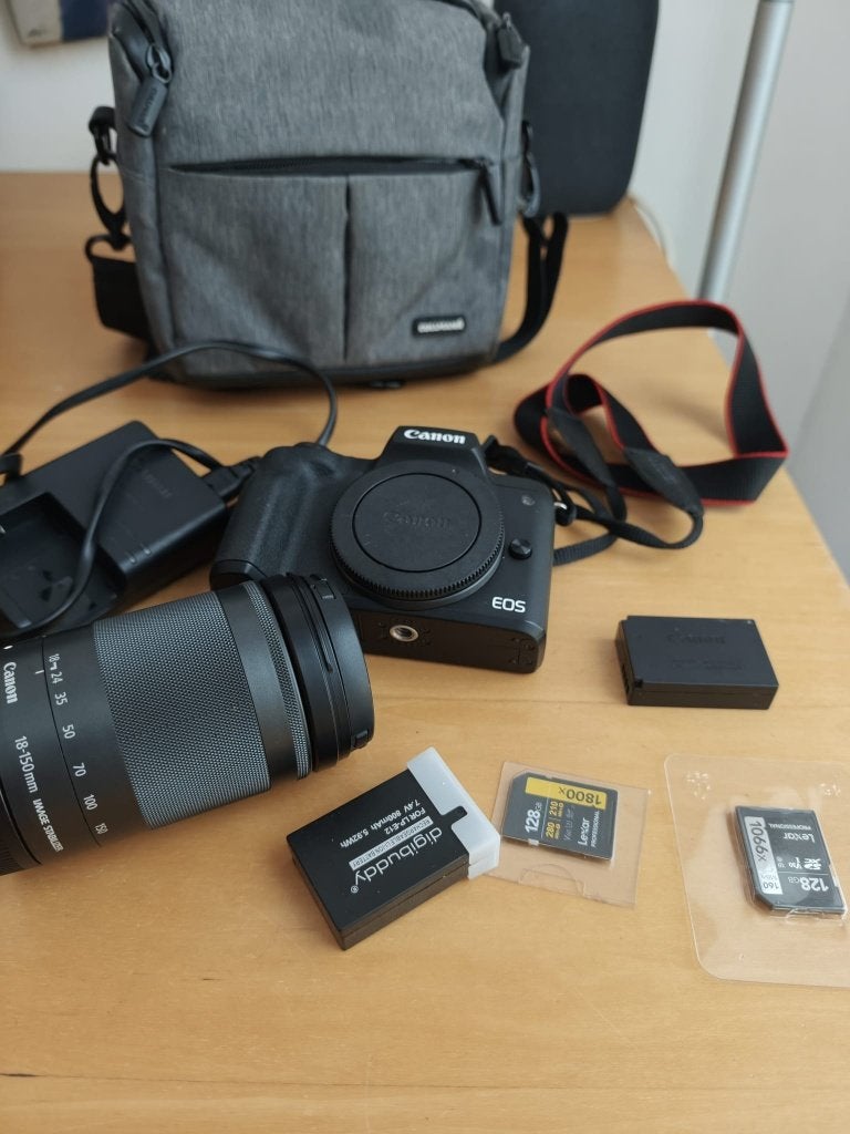 Canon EOS M50 Mark II incl. lens, SD-kaarten, batterij + tas, Ophalen, Canon, Zo goed als nieuw, 24 megapixels