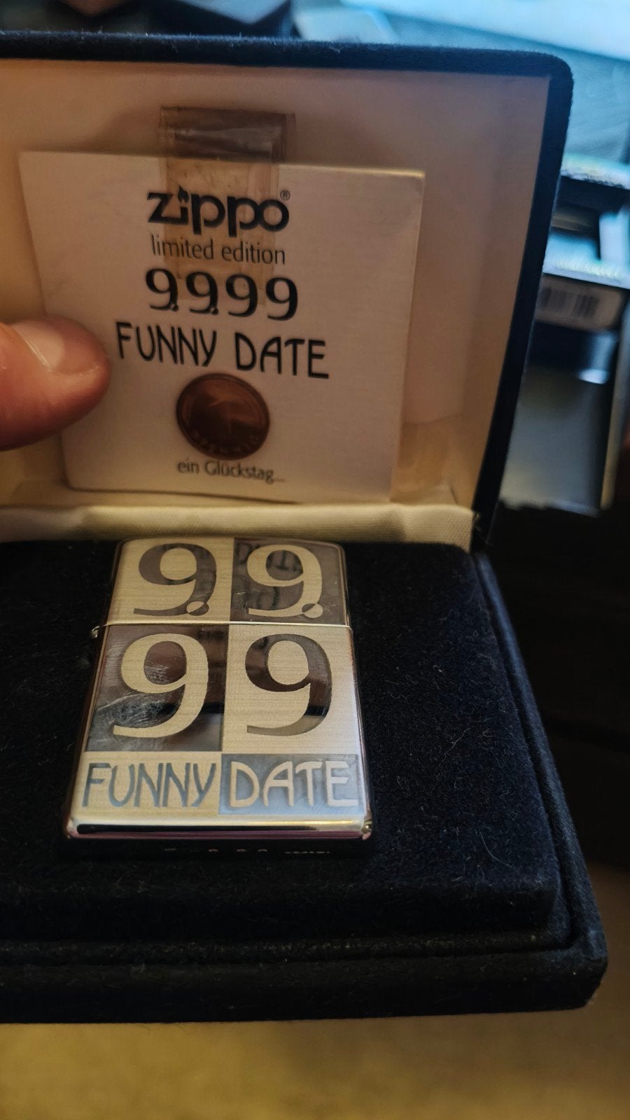 Zippo Limited Edition "Funny Date" Aansteker, Ophalen of Verzenden, Gebruikt, Aansteker