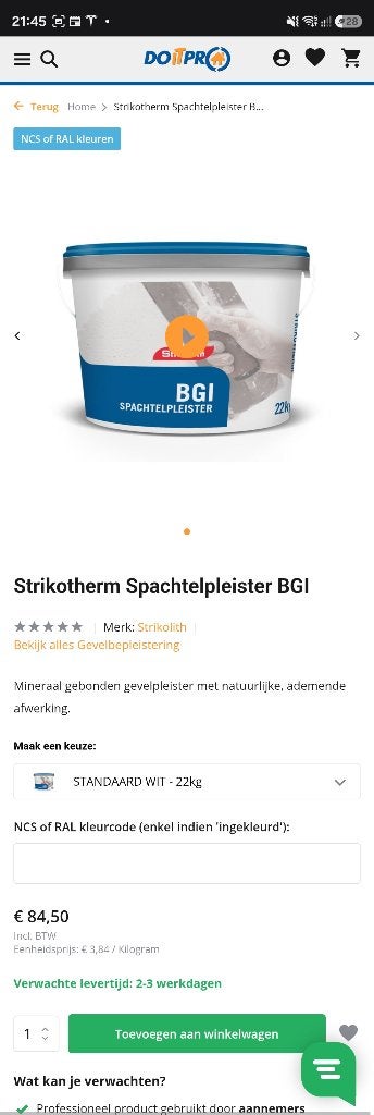 Strikotherm Spachtelpleister BGI, Overige materialen, Nieuw, 15 m² of meer, Ophalen