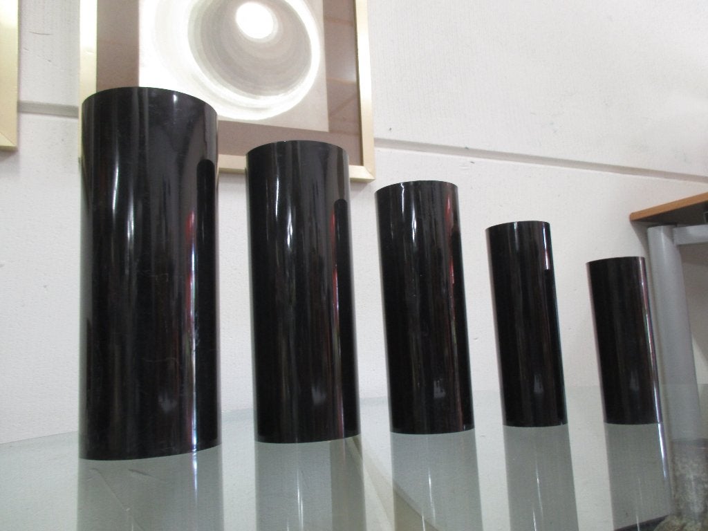 Set van 5 zwart kunststof vazen vaas jaren 70 design retro, Ophalen of Verzenden