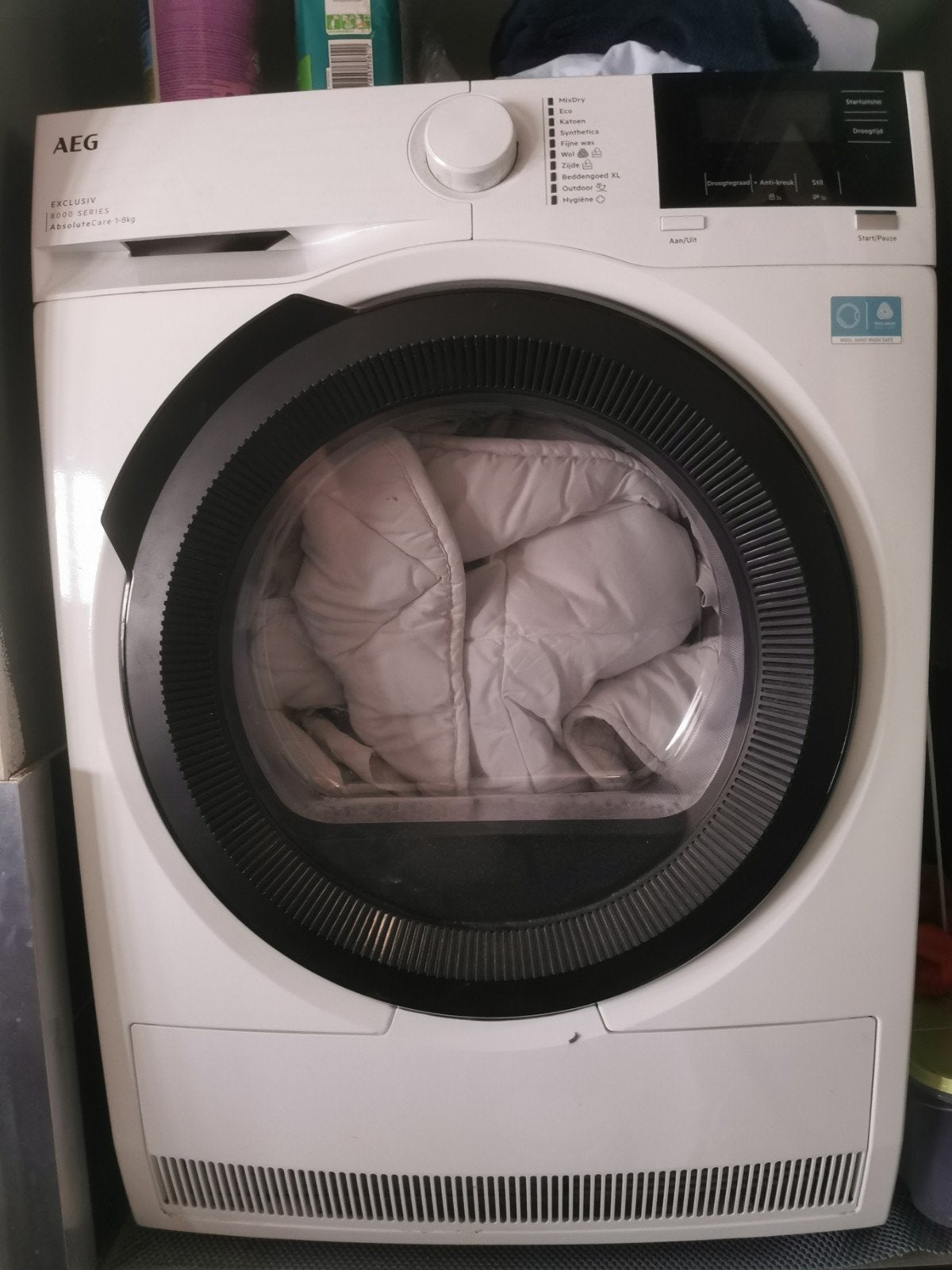 AEG Exclusiv 8000 Series AbsoluteCare 1-8kg wasdroger, Ophalen, 6 tot 8 kg, Anti-kreukfase, Zo goed als nieuw