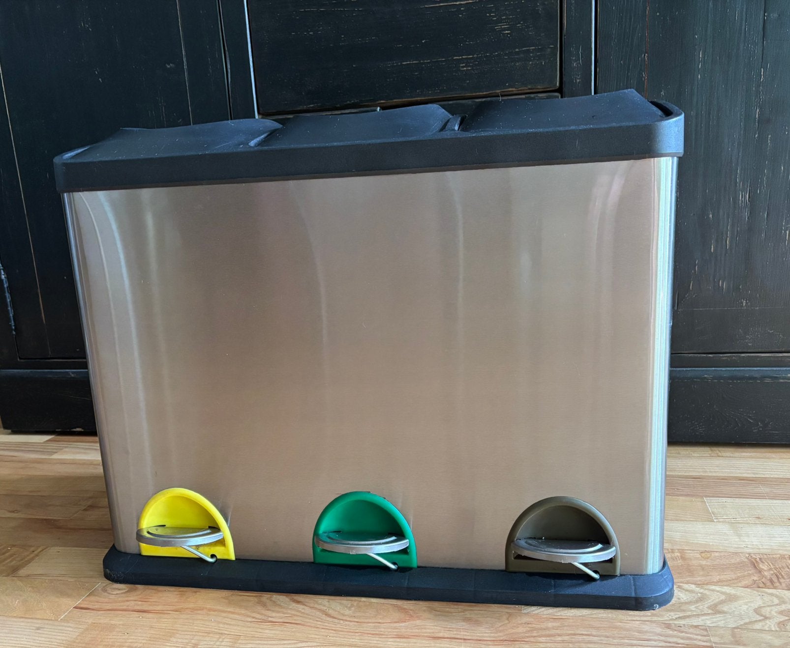 Vuilnisbak afvalscheiding -3 Vakken - 3 x 15 L - tot. 45 L, Ophalen, Kunststof, Gebruikt, Met pedaal