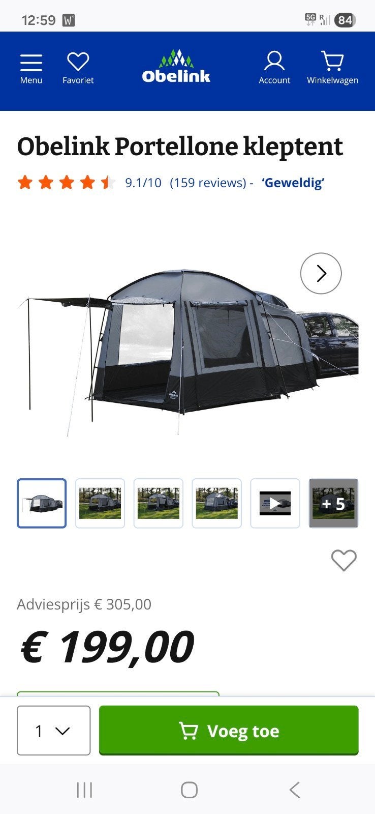 Achterkleptent met matras en muggennet, Caravans en Kamperen, Tenten, Ophalen