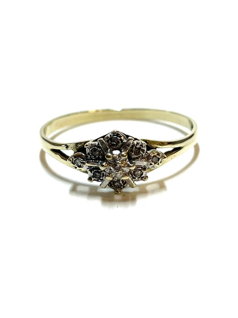 14k gouden ring met diamanten, -, Ophalen of Verzenden, Zo goed als nieuw, Dame