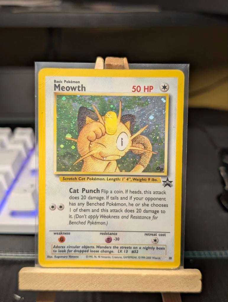 Pokémon Kaart Meowth, Ophalen of Verzenden, Zo goed als nieuw, Losse kaart, Foil