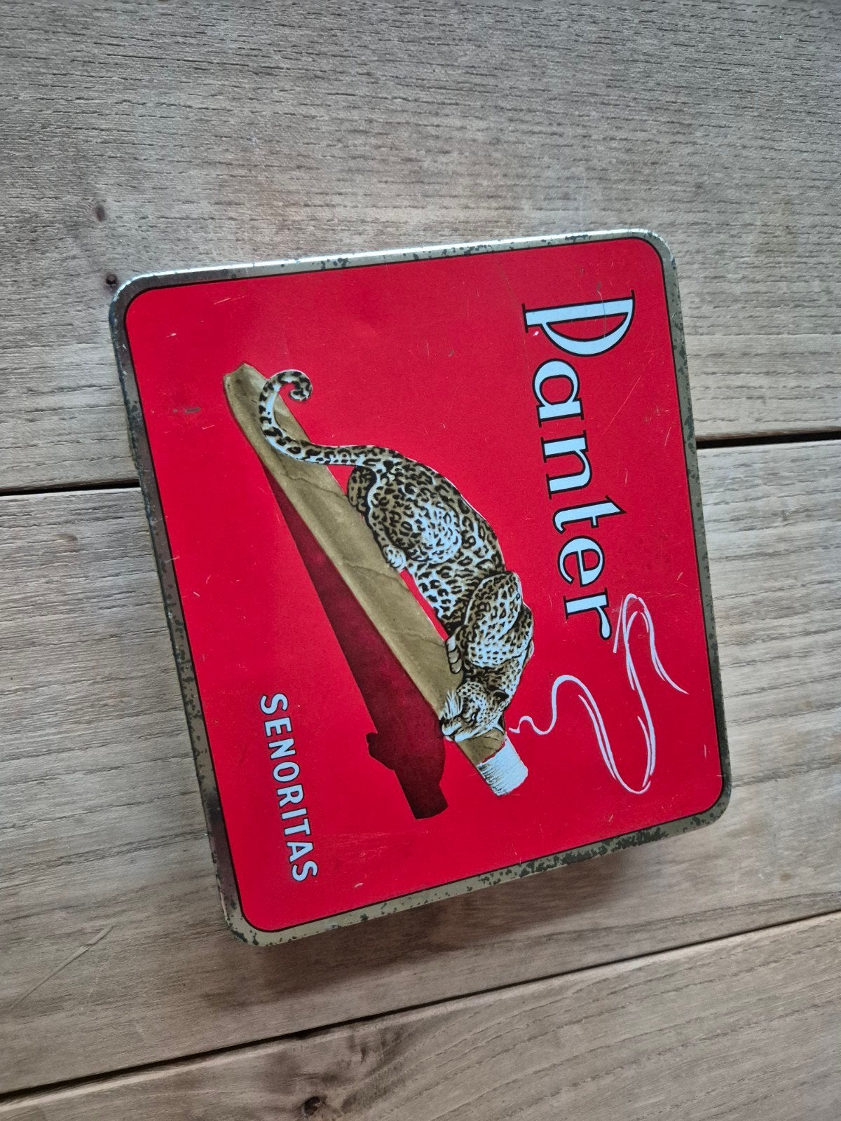 Vintage Panter Sigarenfabrieken blik - Senoritas, Ophalen, Gebruikt, Overige, Overige merken