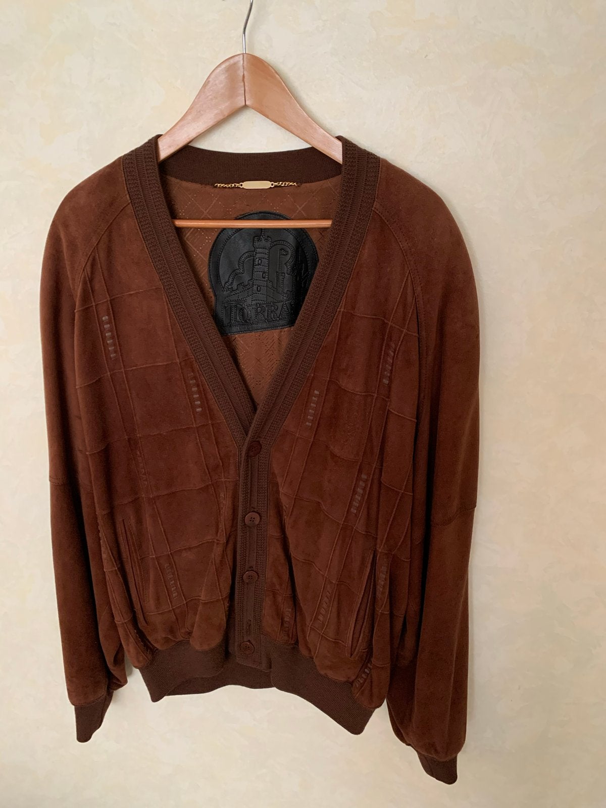 Torras Suède Cardigan Maat 54 (L) Bruin, Kleding | Heren, Ophalen of Verzenden, Zo goed als nieuw, Maat 52/54 (L), Bruin