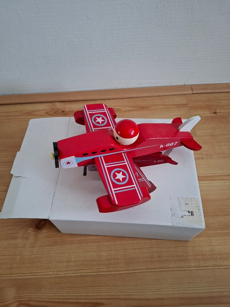Speelgoed hout vliegtuig rood/wit, Kinderen en Baby's, Speelgoed | Houten speelgoed, Ophalen of Verzenden, Zo goed als nieuw, Duw- of Trekspeelgoed