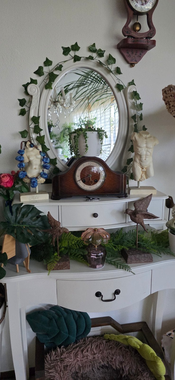 Brocante kaptafel met spiegel / toilettafel, Ophalen, Zo goed als nieuw, Hout, Brocante / Landelijk / Vintage