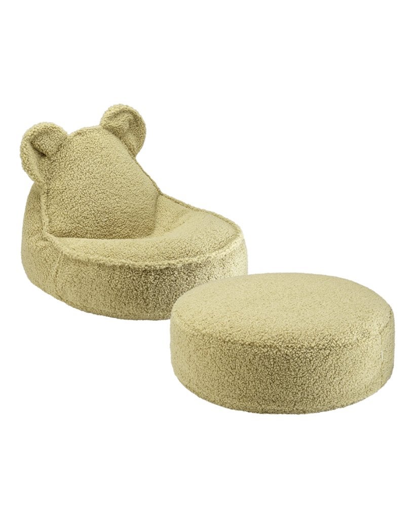 Kinderzitzak Beer + Poef Teddy Matcha Groen Wigiwama, Minder dan 50 cm, Rond, Nieuw, Minder dan 50 cm