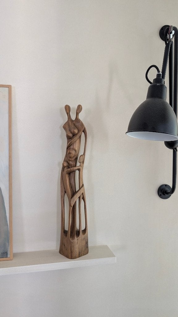 Houten sculptuur, Antiek en Kunst, Kunst | Beelden en Houtsnijwerken, Handgemaakt, Hout, Bruin, Overige stijlen