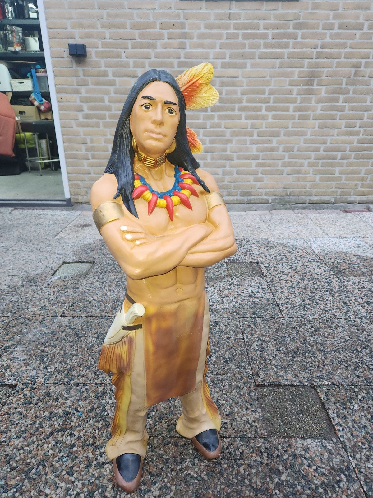 Grote Indianen beeld - 94 cm hoog, Ophalen of Verzenden, Zo goed als nieuw, Mens