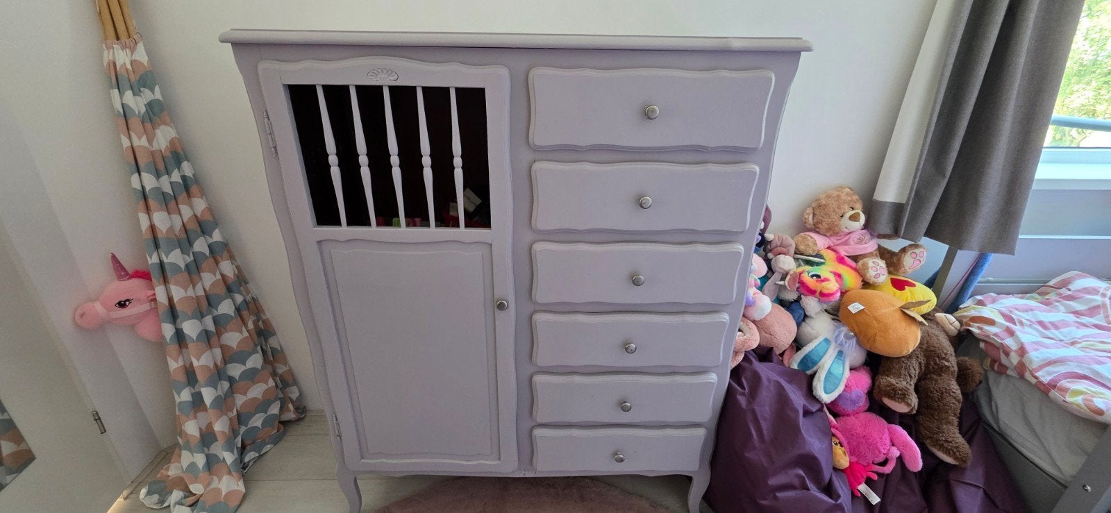 Lila kastje met lades en deurtje. vintage/brocante, Ophalen, Gebruikt
