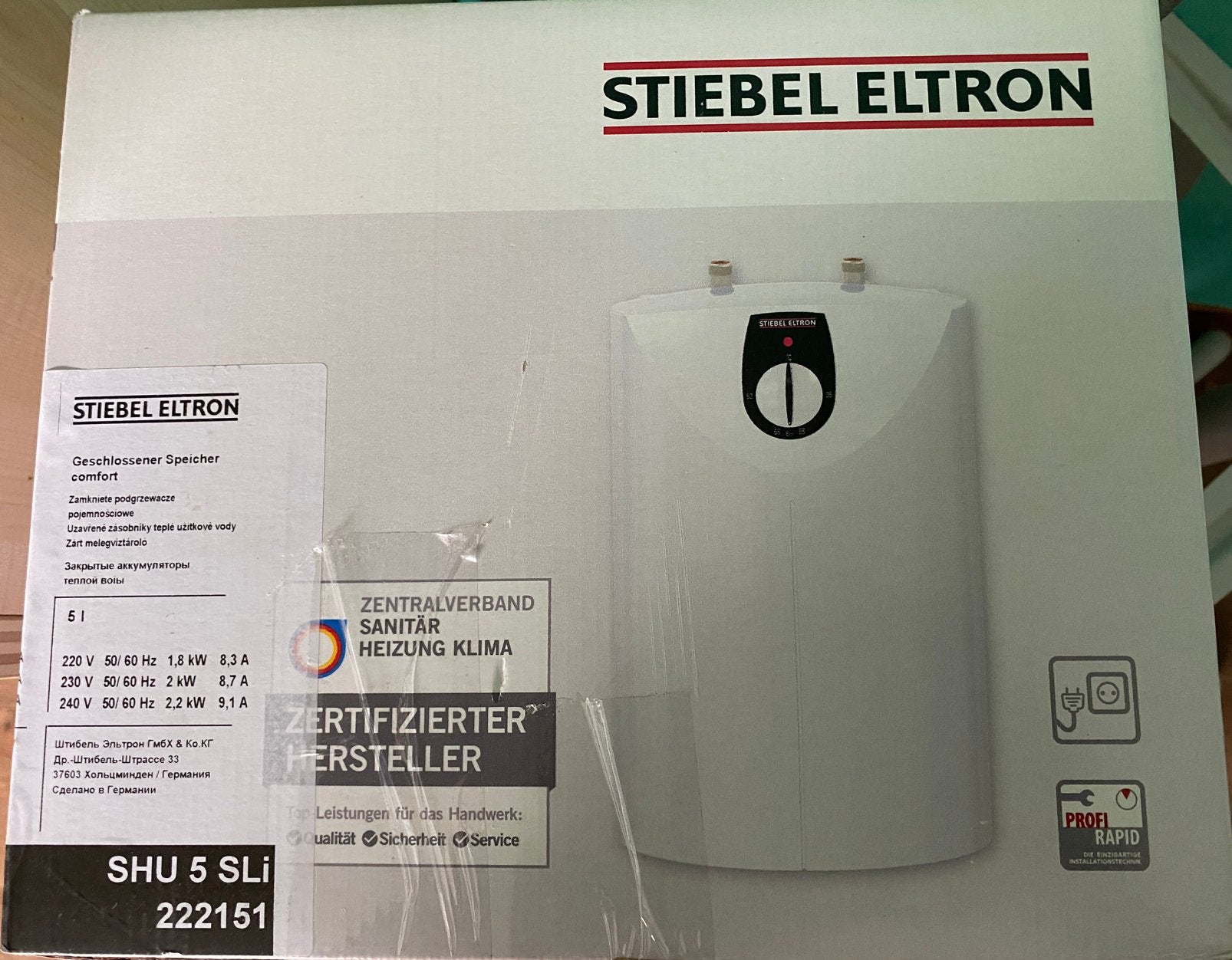 Stiebel Eltron boiler 5 liter, Doe-het-zelf en Verbouw, Nieuw, Minder dan 3 jaar oud, Minder dan 20 liter, Boiler