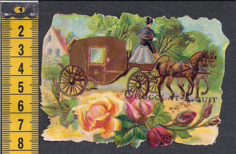 Paarden Koets - Chocolat-Louit - antiek poezieplaatje (521), Ophalen of Verzenden